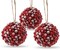 Ornativity Frosted Red Berries Ornaments - Glittered White Snowflakes on Realistic Red Cranberry Berries Ball Ornament with Rustic Twine String Christmas Tree Decoration Set - Pack of 12